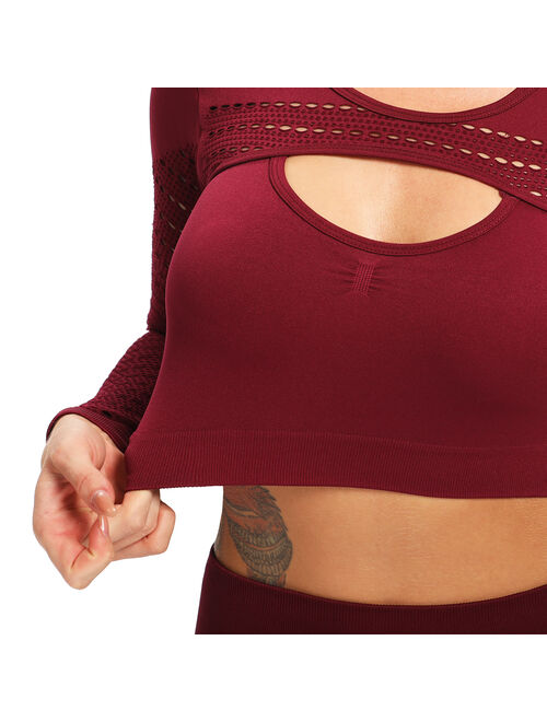 SEASUM Women's Long Sleeve Yoga Crop Top.