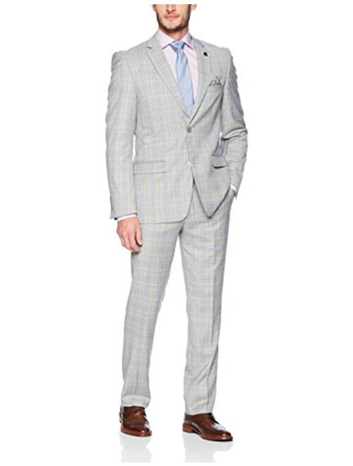 STACY ADAMS Men's Single Breasted Plaid Slim Fit Suit