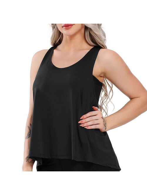 SEASUM Sports Tank Tops For Women Tied Back Workout Clothes Open Back Sleeveless Activewear Muscle Tanks Yoga Running Shirts Athletic Gym Fitness Vests Tops Black XS