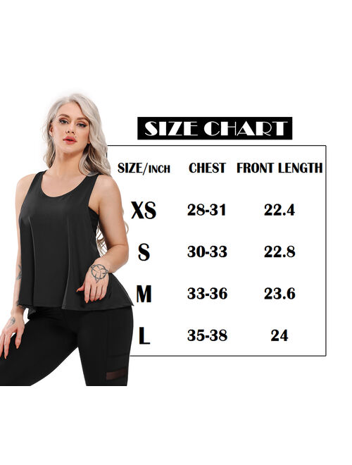 SEASUM Sports Tank Tops For Women Tied Back Workout Clothes Open Back Sleeveless Activewear Muscle Tanks Yoga Running Shirts Athletic Gym Fitness Vests Tops Black XS