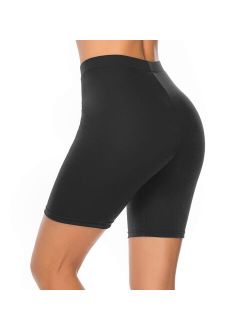 High Waist Yoga Shorts For Women Biker Shorts 4 Way Stretch Workout Running Pants Gym Athletic Shorts Black L