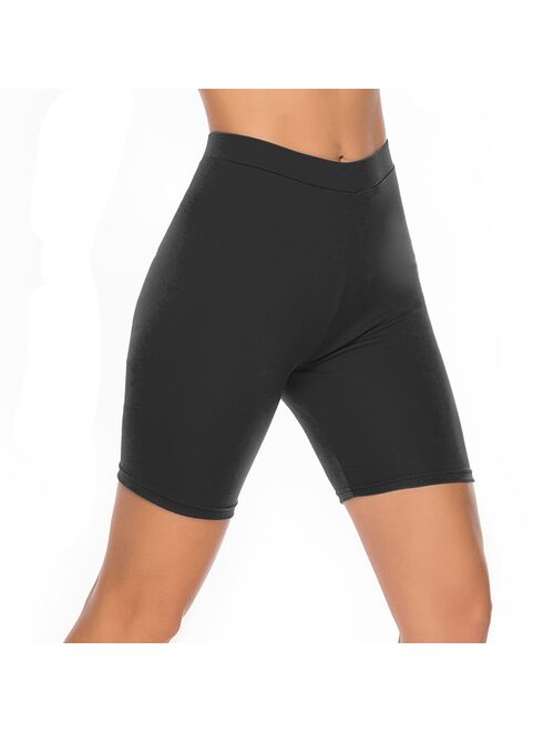 SEASUM High Waist Yoga Shorts For Women Biker Shorts 4 Way Stretch Workout Running Pants Gym Athletic Shorts Black L
