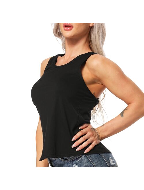 SEASUM Yoga Tank Tops For Women Workout Clothes Racerback Sleeveless Activewear Muscle Tanks Yoga Running Sports Shirts Athletic Gym Fitness Vests Tops Black S