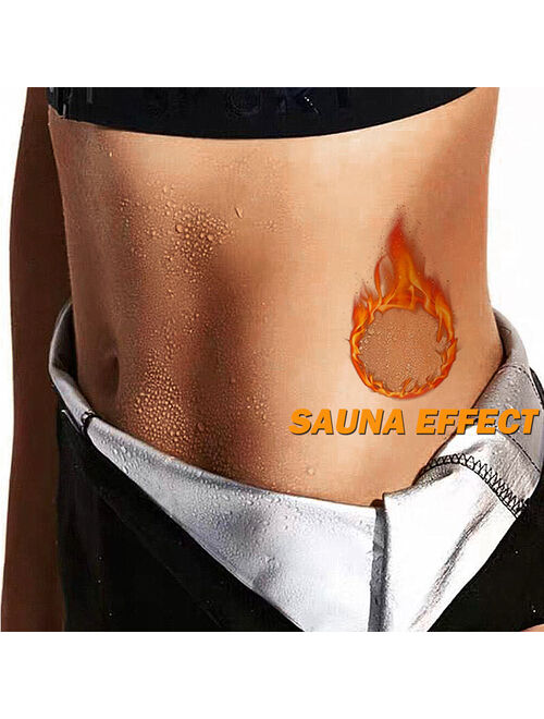 SEASUM Women Sauna Yoga Pant Fat Tummy Control Sweat Thermo Legging Hot Sweat Pants Sliver M