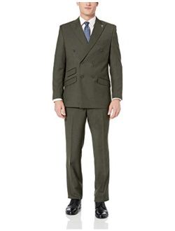 Men's 2-Piece Peak Lapel Solid Double Breasted Suit