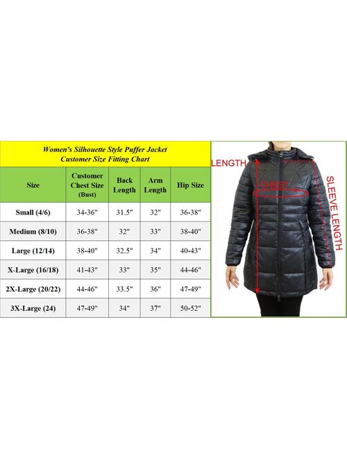GBH Womens Classic Long Puffer Jacket With Hood