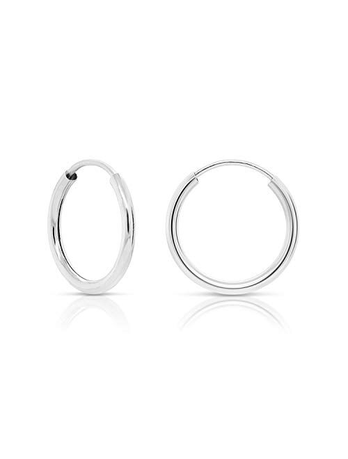 TILO JEWELRY 14k White Gold Round Endless Hoop Earrings - 10-18mm