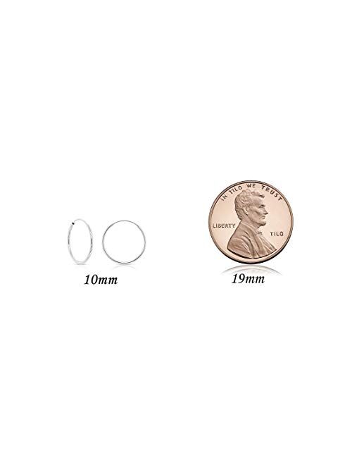 TILO JEWELRY 14k White Gold Round Endless Hoop Earrings - 10-18mm