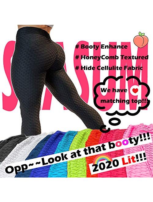 SEASUM Women's High Waist Yoga Pants Tummy Control Slimming Booty Leggings Workout Running Butt Lift Tights S