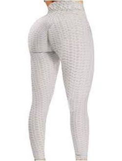 Women's High Waist Yoga Pants Tummy Control Slimming Booty Leggings Workout Running Butt Lift Tights Medium Grey