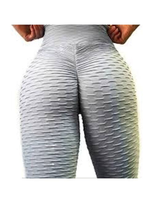 SEASUM Women's High Waist Yoga Pants Tummy Control Slimming Booty Leggings Workout Running Butt Lift Tights Medium Grey