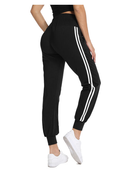 SEASUM Women's Athletic Joggers Pants Dry Fit Workout Running Sweat Pants With Pockets Lightweight Sports Yoga Track Pants Black S