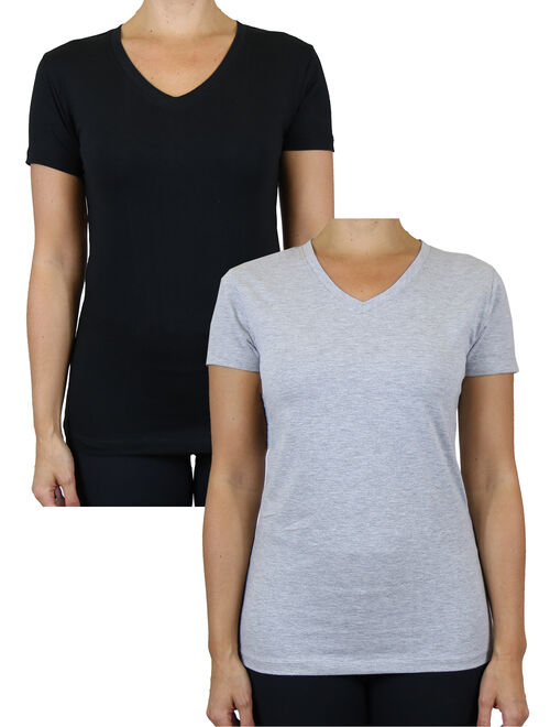 GBH Womens V-Neck Cotton Stretch Short Sleeve Tees (2-Pack)