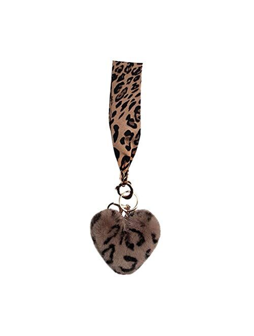 Keychain Charms Love Keychain Pendant Ladies Bag Charm Peach Heart Ball Plush Car Keychain Jewelry Pendant, Car Keychain Keyring (Pink) Keychain Accessories (Color : D)