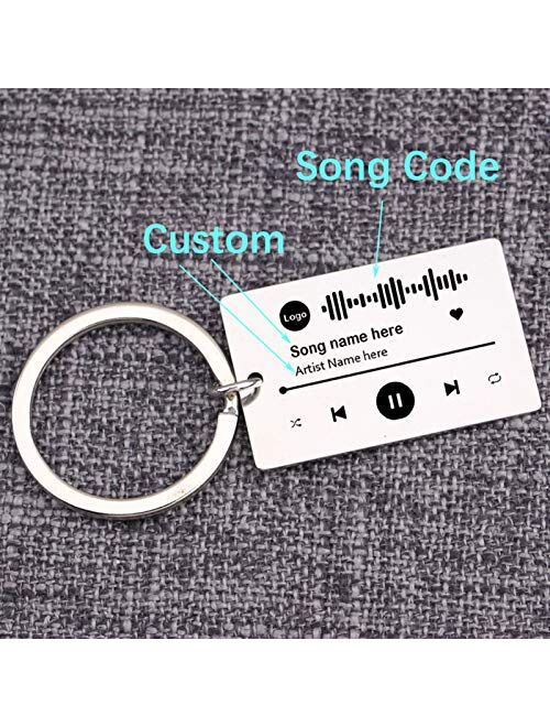 JZYZSNLB Keychain Custom Code Keychain Custom Favorite Song Keyring Music Teacher Boyfriend Girlfriend Gift Music Lover Key Holder Charm