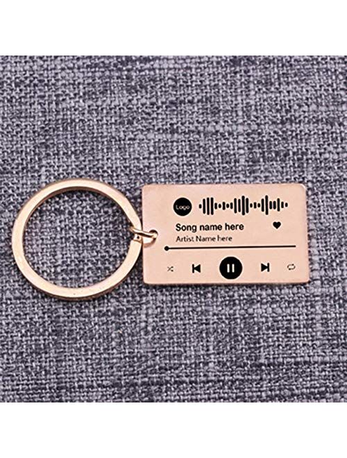 JZYZSNLB Keychain Custom Code Keychain Custom Favorite Song Keyring Music Teacher Boyfriend Girlfriend Gift Music Lover Key Holder Charm