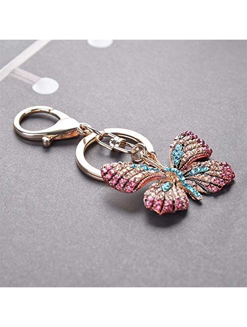 JZYZSNLB Keychain Crystal Butterfly Keychain Glittering Full Rhinestone Alloy Key Chain for Women Girl Car Bag Accessories Fashion Key Ring (Color : B)