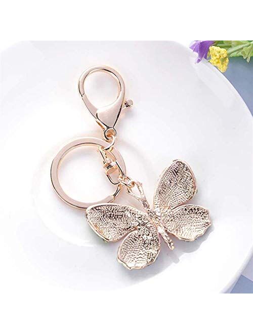 Women Fashion Chic Rhinestone Butterfly Keychain Charm Key Ring Handbag Jewelry