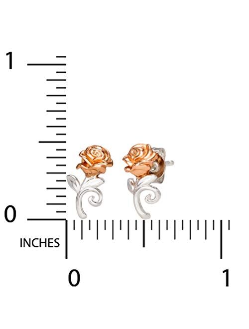 Disney Beauty and the Beast, Sterling Silver Rose Stud Earrings