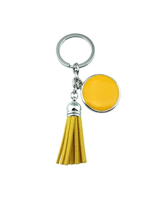 Tlwangl Keychain Key Chain Tassel Engraved Car Keychain Female (Color : Gold Blue)
