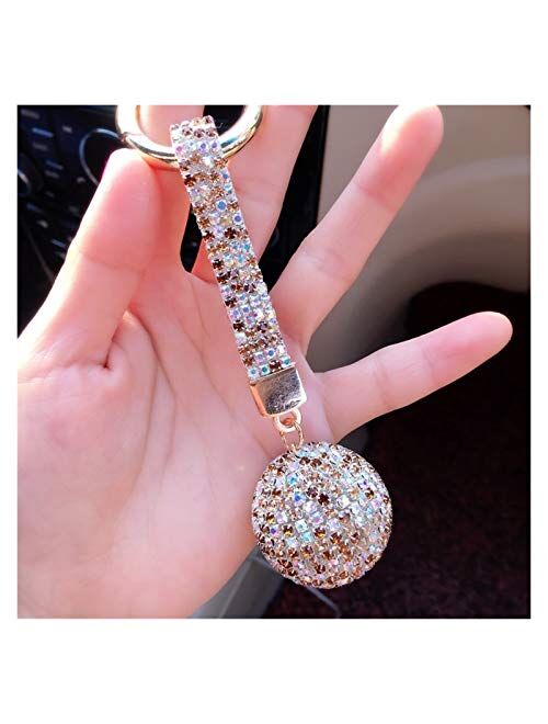 Hzwlsd Keychain New Rhinestone Key Chain Crystal Ball Car Keychain Charm Pendant Key Ring for Women (Color : 7, Size : 13 cm)