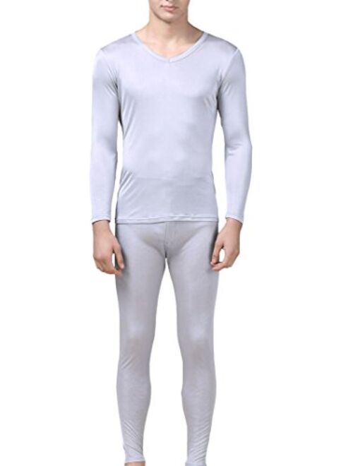Buy Men's Silk Thermal Underwear Sets Silk Long Underwear VNeck