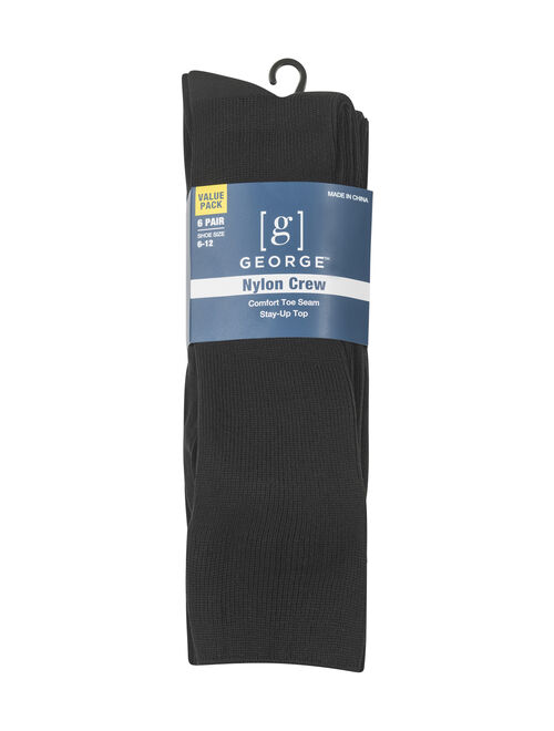 George Men's Nylon Crew Socks, 6 Pack