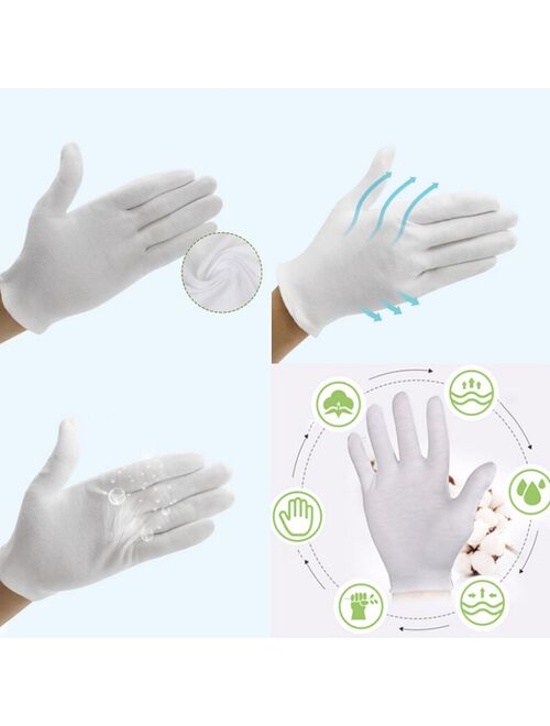 Hirigin 6 Pairs White Cotton Gloves Coin Jewelry Silver Inspection Gloves Medical