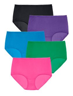 Comfort Choice Women's Plus Size 5-Pack Pure Cotton Full-Cut Brief Underwear