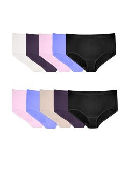 Fit for Me Women's Plus Breathable Micro-Mesh Assorted Brief Underwear, 10-Pack