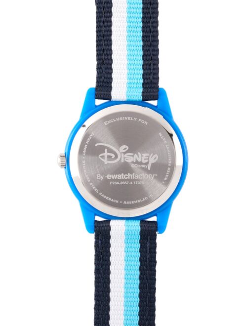 Disney Cars Cruz Ramirez Boys' Blue Plastic Time Teacher Watch, Blue and Black Stripe Nylon Strap