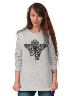 Spiritual Long Sleeve T-Shirts Tee For Women Butterfly Key Symbol Graphic Gift
