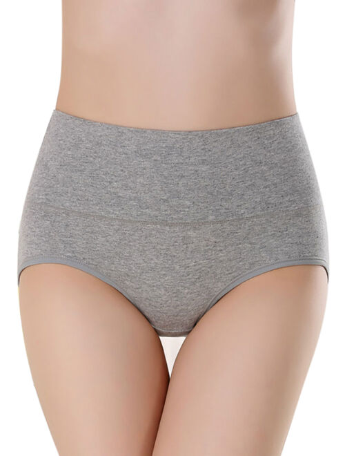 LELINTA Women's Best Fitting Panties Briefs 4 Pack, Soft Cotton High Waist Breathable Solid Color Brief Seamless Panties for Women Plus Size