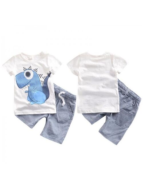 Topumt 2pcs Toddler Baby Kids Boys Summer T-shirt Tops+Shorts Pants Outfits