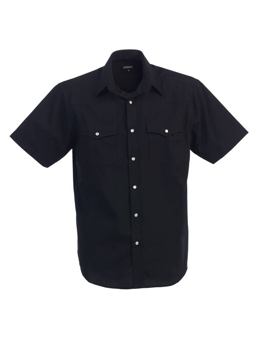 Gioberti Mens Casual Western Solid Short Sleeve Shirt with Pearl Snaps
