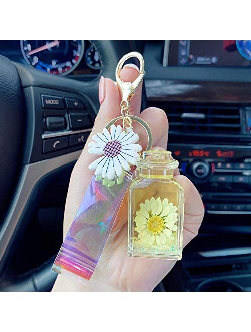 Keychains Keychain Jewelry with Sweet Daisies Keychain Cute Moving Keyring Acry