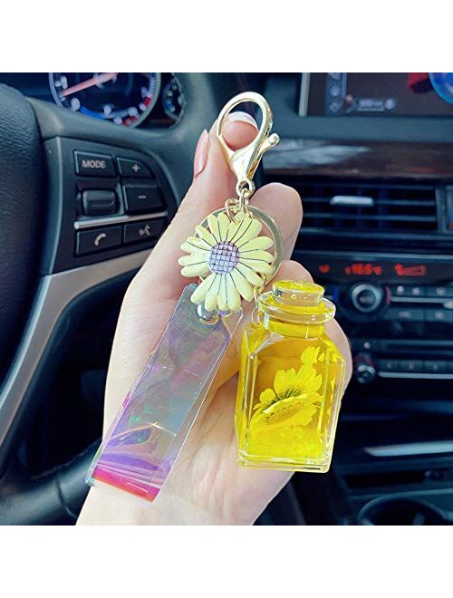 Keychains Keychain Jewelry with Sweet Daisies Keychain Cute Moving Keyring Acry