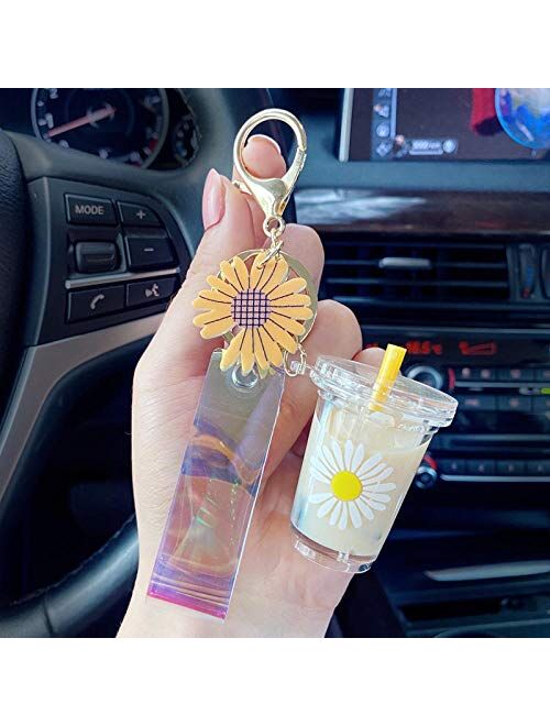 Keychains Keychain Jewelry with Sweet Daisies Keychain Cute Moving Keyring Acry