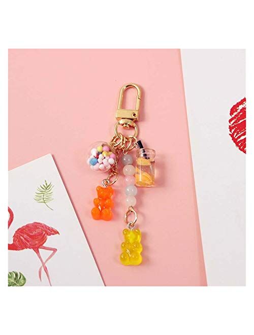 Tlwangl Keychain Bear Key Chain Cute Resin Gummy Bear Keychains for Candy Color Animal Bear Charms Girls Jewelry Keyring Pendant (Color : Purple)
