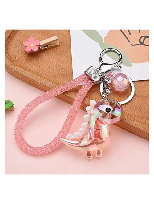 JSJJARF Keychain New Acrylic Dinosaur Doll Keychain Cute Animal Charm Key Chains Creative Car Bag Pendant Keyring for Women Men Gifts (Color : Pink)