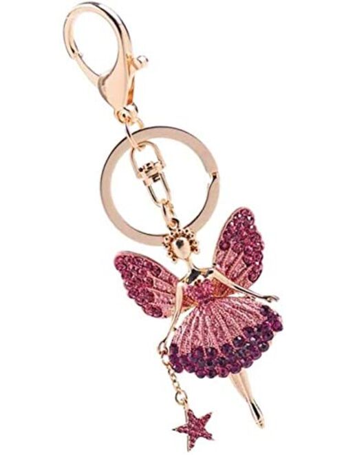 MGPLBYA Key Chain Keyring Key PendantTomaibaby 1PC Decorative Keychain Pendant Angel Ballerina Girl Pink Pendant Keychain Keyring for Girls Bags Decorating