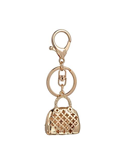 Hzwlsd Keychain Exquisite Charm Fashion Bag Keychain Handbag Shaped Key Chains Cute Bow Crystal Rhinestone Car Keyring Pendant