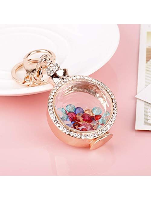 weichuang Fashion Trinket Rhinestone Perfume Bottle Keychain Colorful Crystal Keyring Car Key Ring Charm Women Handbag Key Chain (Color : Gold)