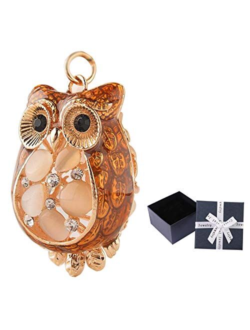 Uziqueif Owl Key Ring Alloy Pickled Opal owl Pendant car Keychain for Ladies Bag Decoration Keychain