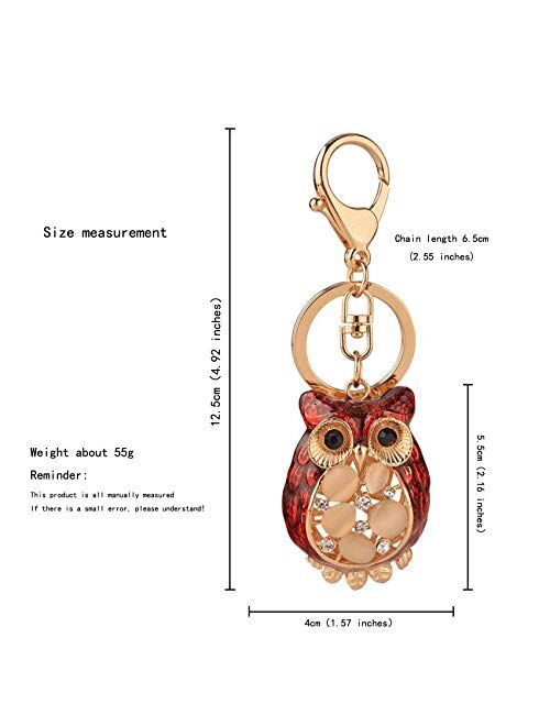 Uziqueif Owl Key Ring Alloy Pickled Opal owl Pendant car Keychain for Ladies Bag Decoration Keychain