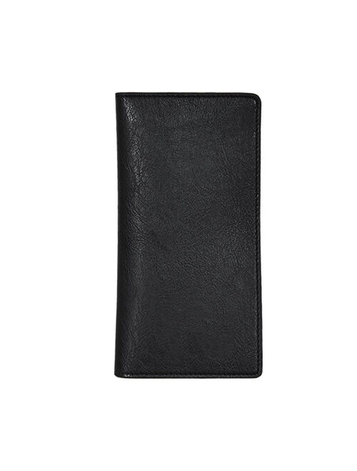 Farfi Solid Color Fashion Men Multi-slot Faux Leather Bifold Clutch Purse Long Wallet