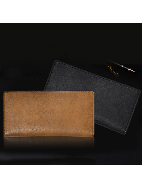 Farfi Solid Color Fashion Men Multi-slot Faux Leather Bifold Clutch Purse Long Wallet