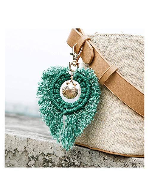 Novelty Accessories Tassel Macrame Keychains for Women Handmade Key Holder Keyring Macrame Bag Charm Car Hanging Jewelry Gifts Creativity
