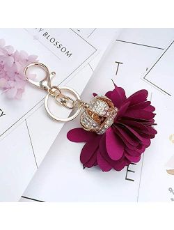 xintian New Luxury Crown Camellia Keychain Lovely Simple Flower Bag Decoration