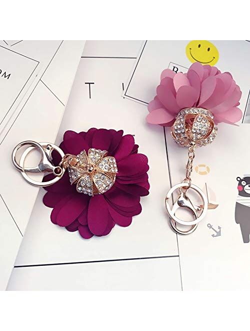 xintian New Luxury Crown Camellia Keychain Lovely Simple Flower Bag Decoration